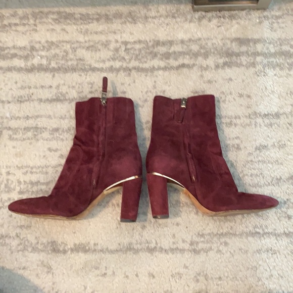 Brian Atwood Maroon Suede Booties Size 6 - Picture 3 of 6